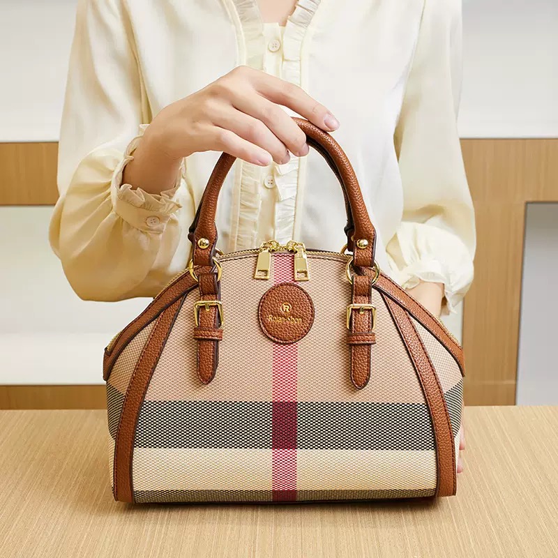 2025 Shell-Shape Handbag – Premium Fabric & Genuine Leather Blend