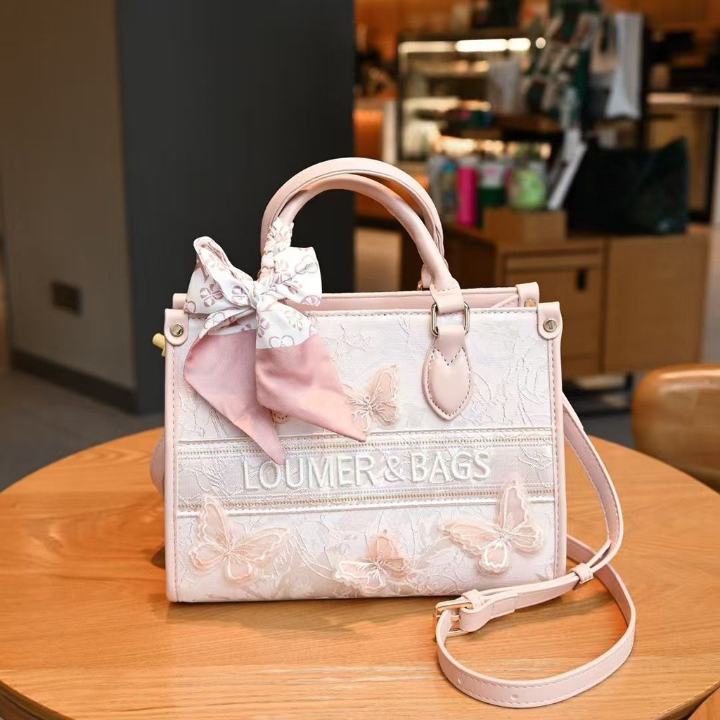 2025 Butterfly Embroidered Tote Bag – Elegant Genuine Leather for Daily Chic